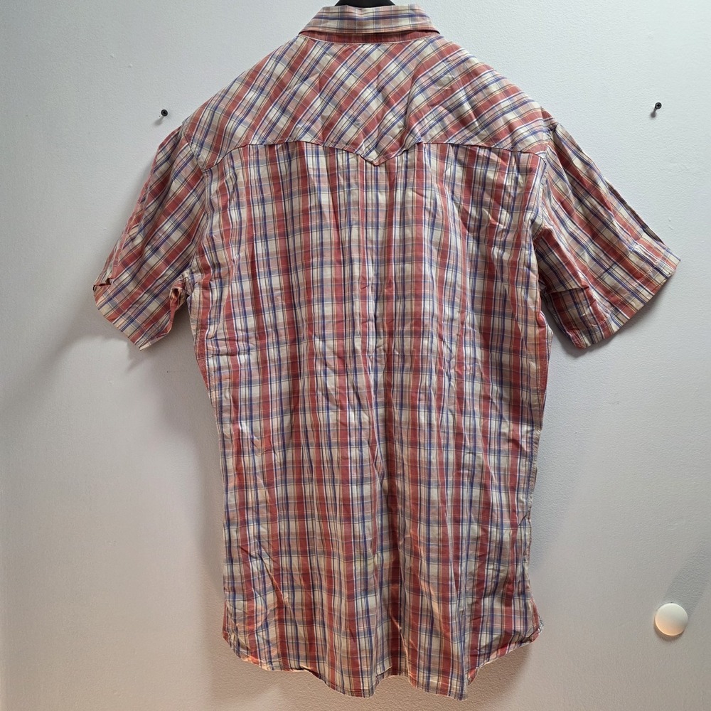 Lucky Brand Shirt Mens Large Red Plaid Pearl Snap Cowboy Outdoors Casual Classic - Picture 3 of 8